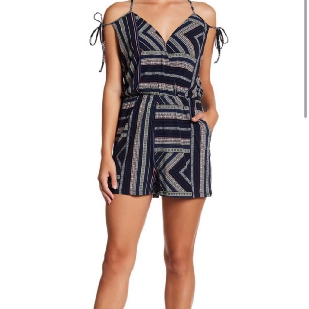 Bcbgeneration Navy Patterned Romper